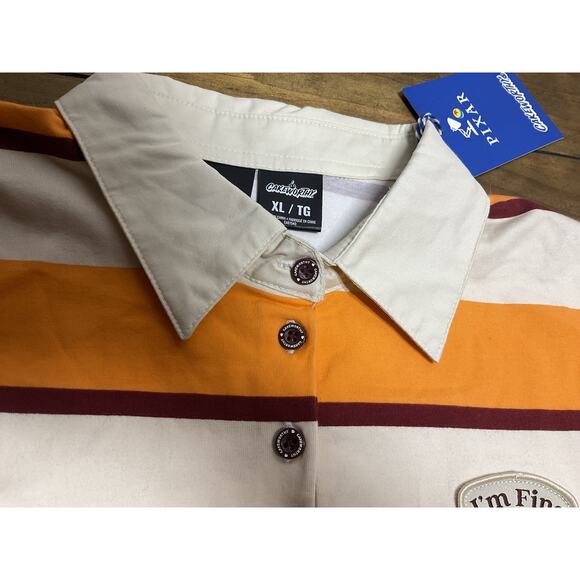 Cakeworthy Inside Out Shirt Womens XL Orange Anxiety Striped Rugby Disney Pixar - Picture 4 of 14